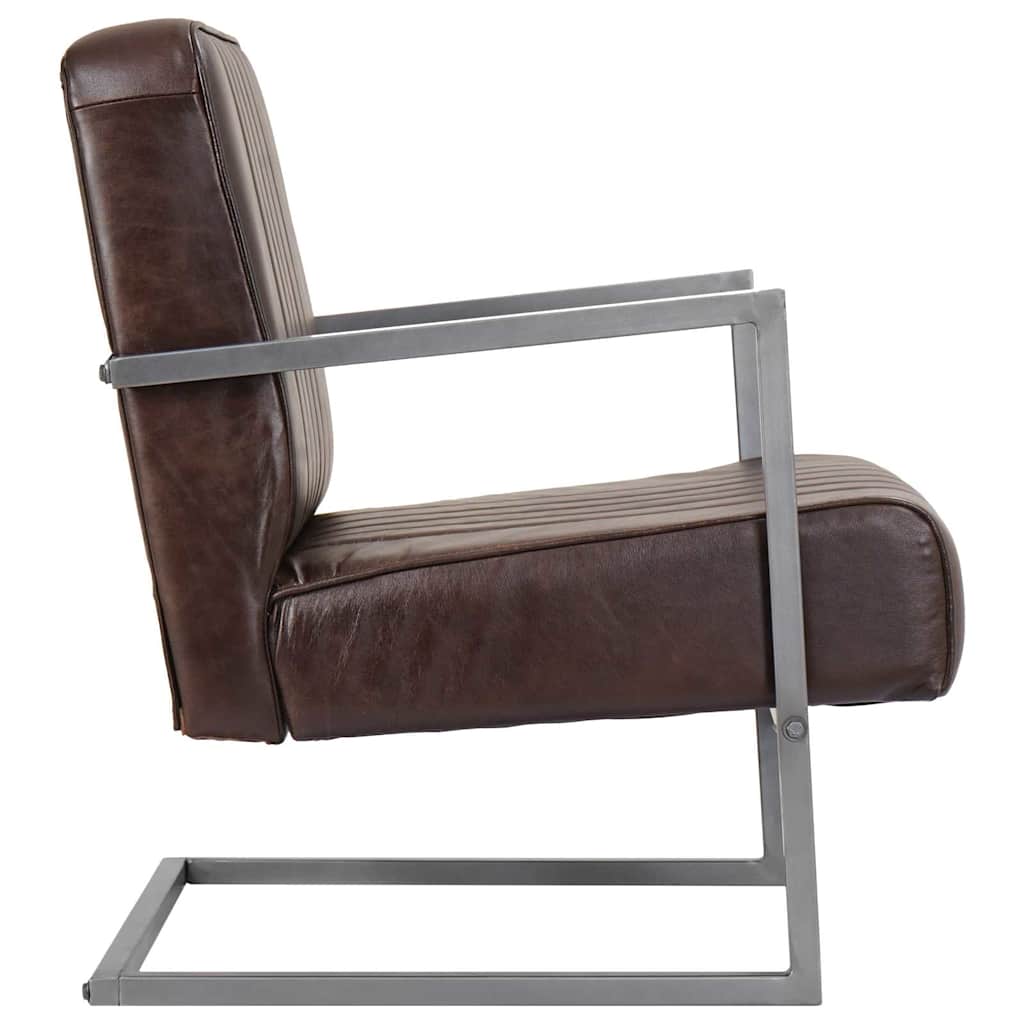 Chaise de canapé cantilever marron délavé cuir véritable