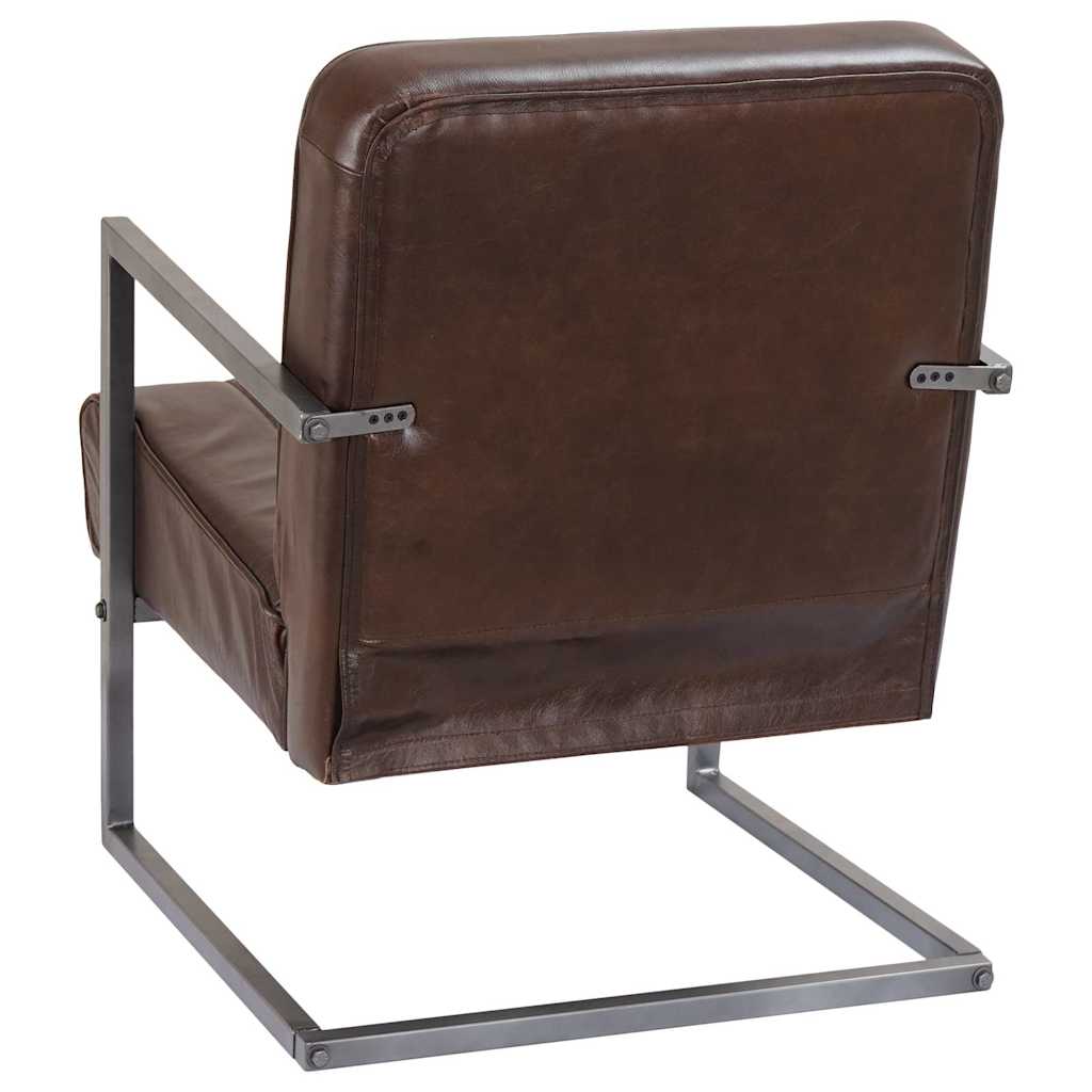 Chaise de canapé cantilever marron délavé cuir véritable
