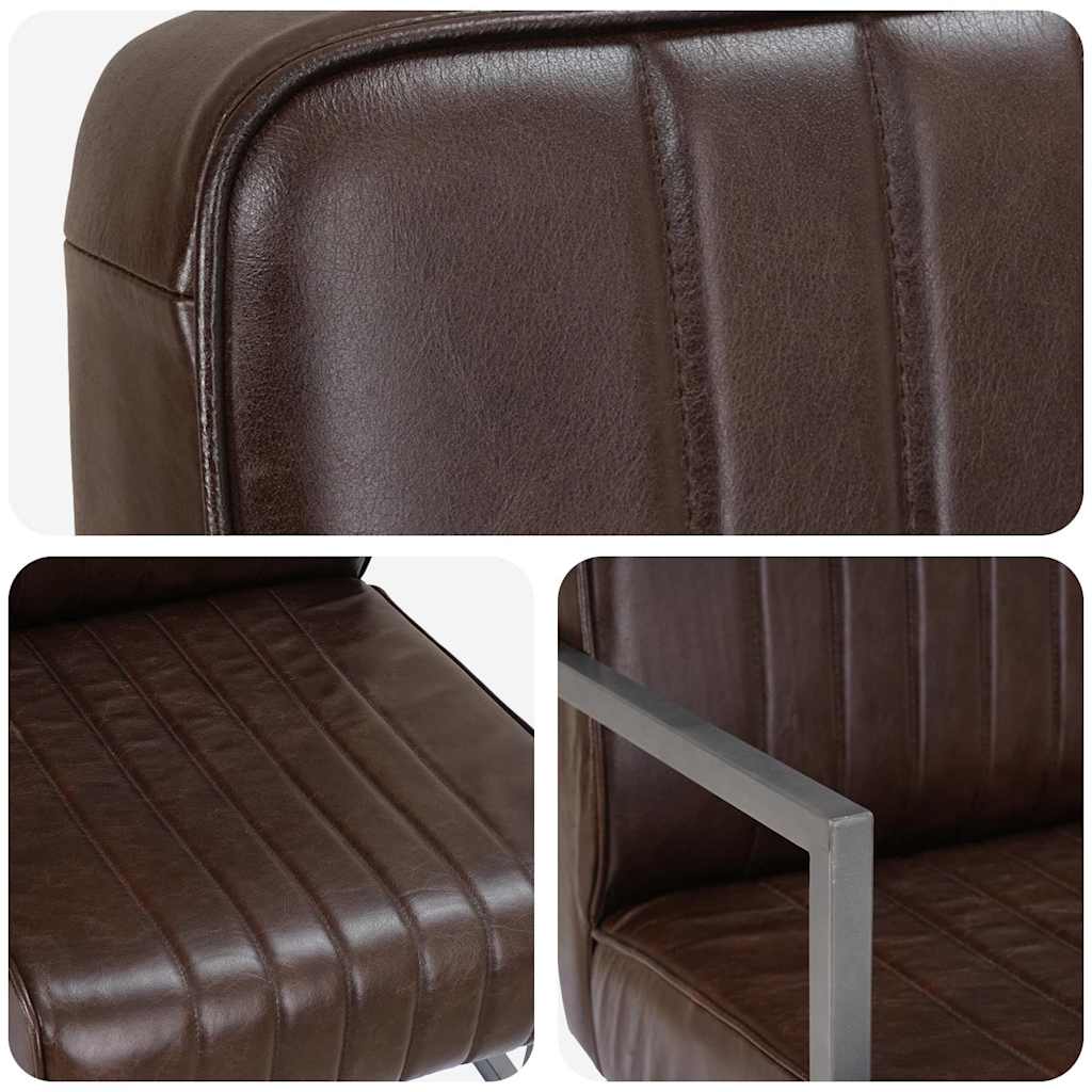 Chaise de canapé cantilever marron délavé cuir véritable