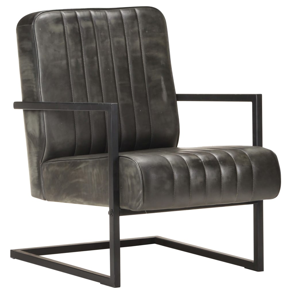 Chaise de canapé cantilever gris délavé cuir véritable - XIOS