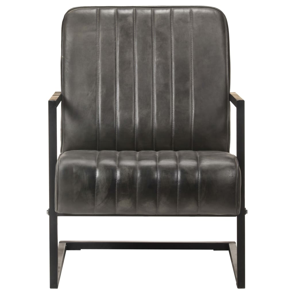 Chaise de canapé cantilever gris délavé cuir véritable