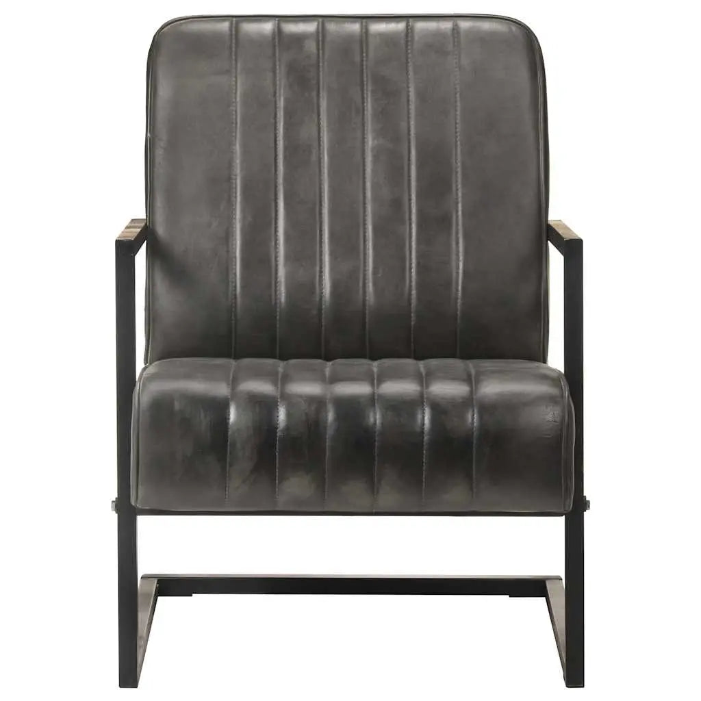 Chaise de canapé cantilever gris délavé cuir véritable - XIOS