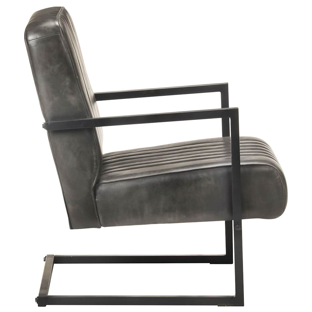 Chaise de canapé cantilever gris délavé cuir véritable
