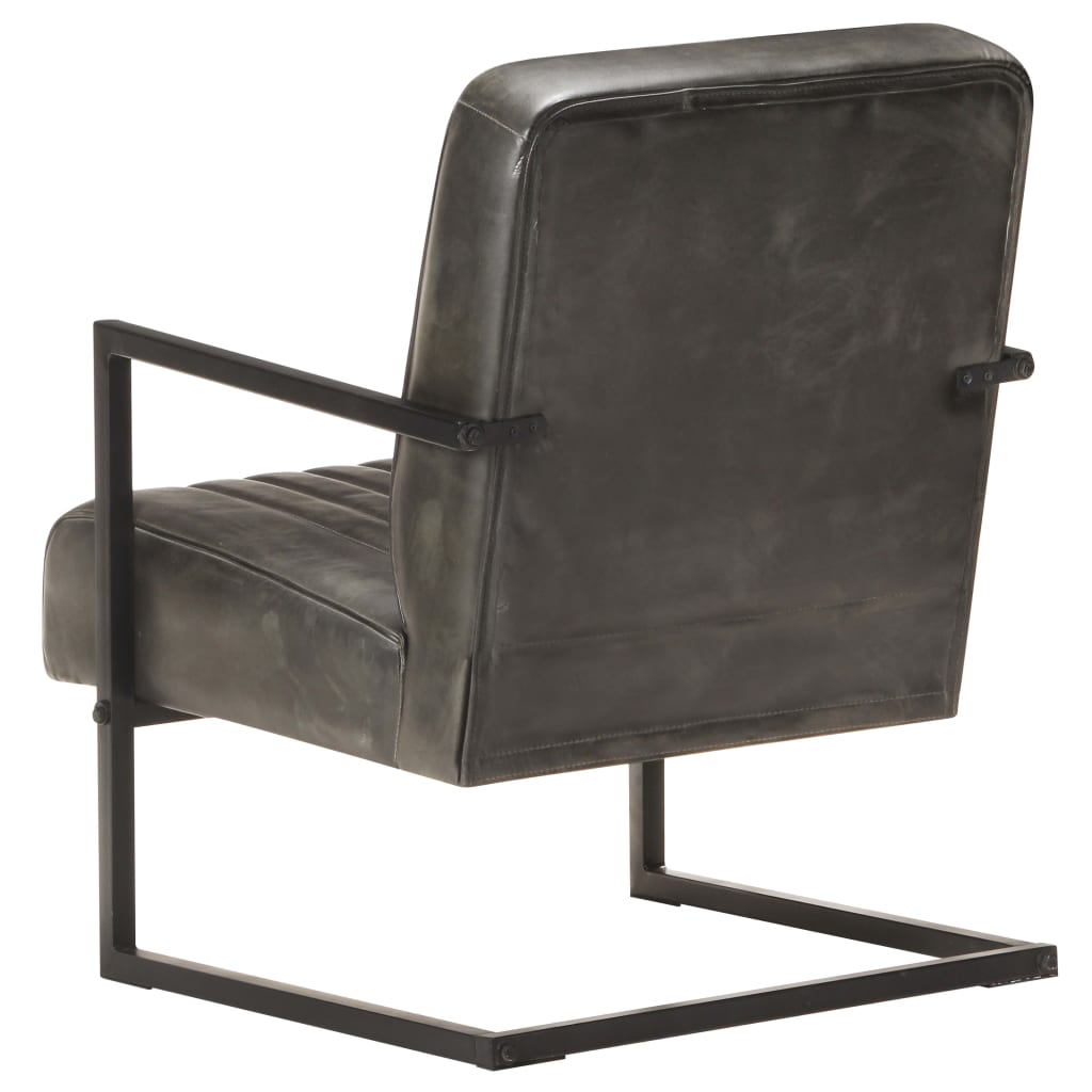 Chaise de canapé cantilever gris délavé cuir véritable