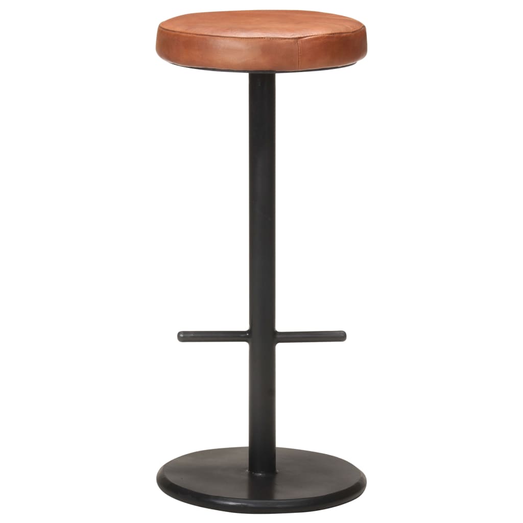 Tabourets de bar lot de 2 marron cuir véritable - XIOS