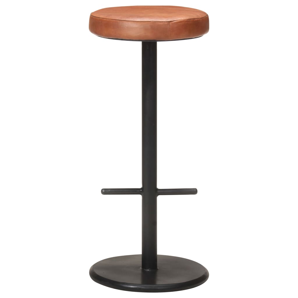 Tabourets de bar lot de 2 marron cuir véritable - XIOS