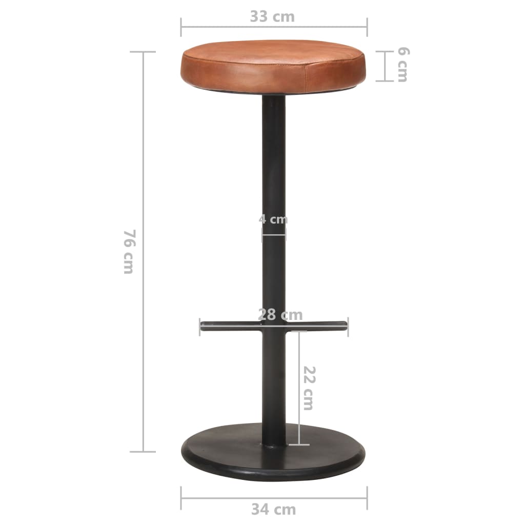Tabourets de bar lot de 2 marron cuir véritable - XIOS
