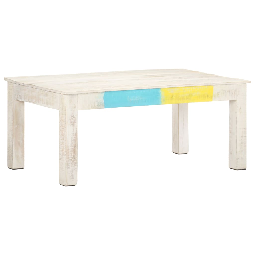 Table basse Blanc 110x60x45 cm Bois de manguier massif - XIOS