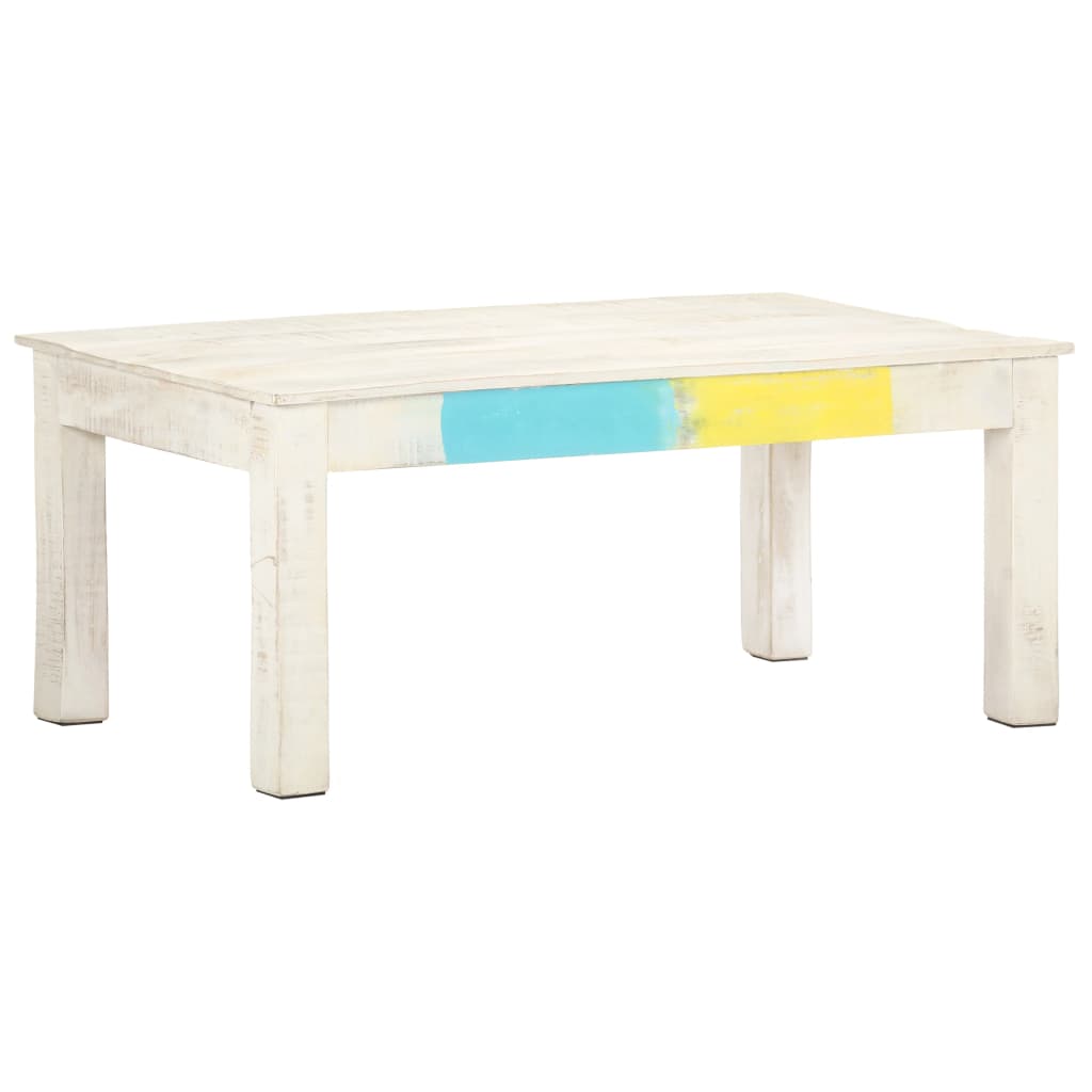 Table basse Blanc 110x60x45 cm Bois de manguier massif - XIOS