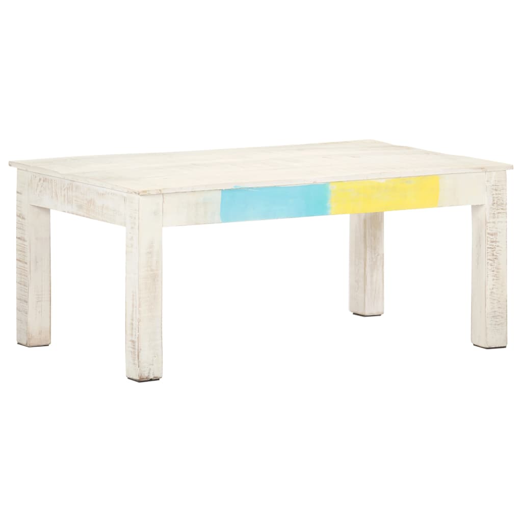 Table basse Blanc 110x60x45 cm Bois de manguier massif - XIOS