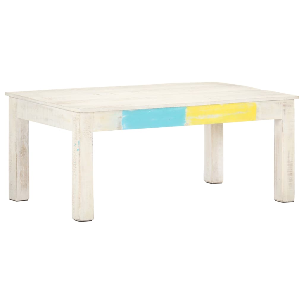 Table basse Blanc 110x60x45 cm Bois de manguier massif - XIOS