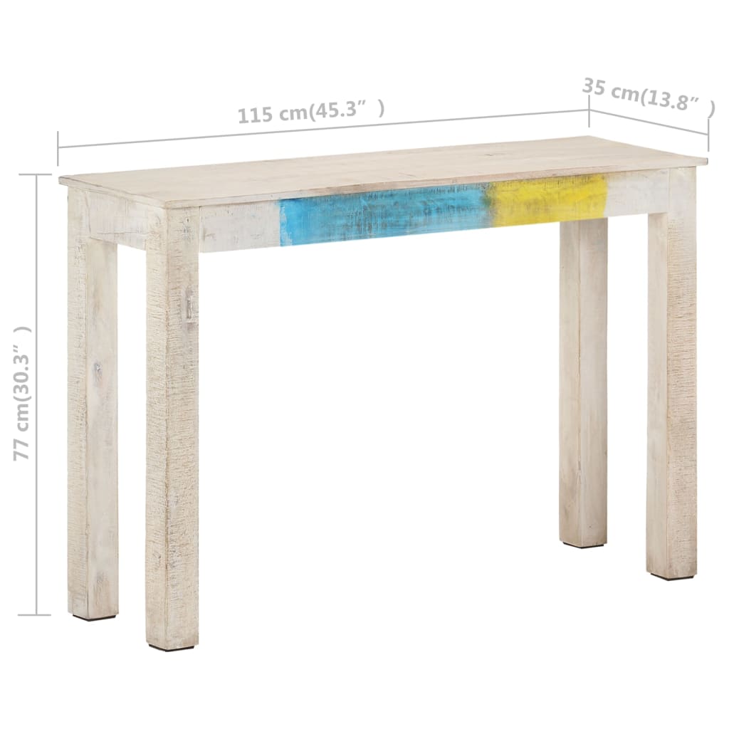 Table console Blanc 115x35x77 cm Bois de manguier brut - XIOS