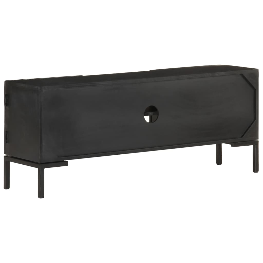 Meuble TV Noir 115x30x46 cm Bois massif de manguier - XIOS