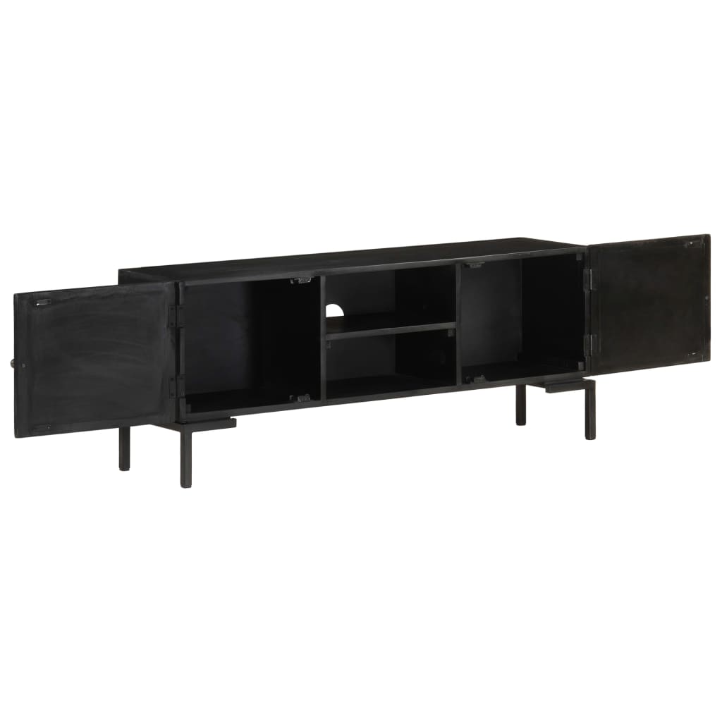 Meuble TV Noir 115x30x46 cm Bois massif de manguier - XIOS