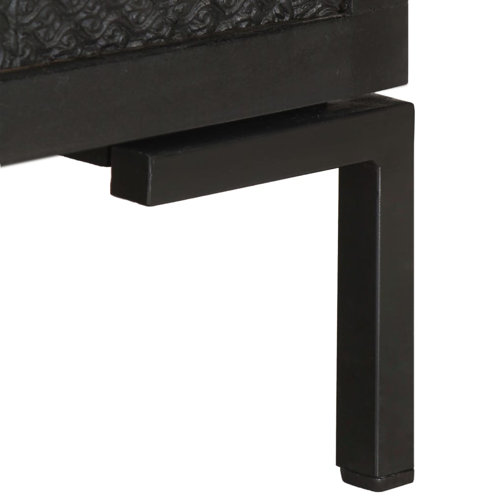 Meuble TV Noir 115x30x46 cm Bois massif de manguier - XIOS
