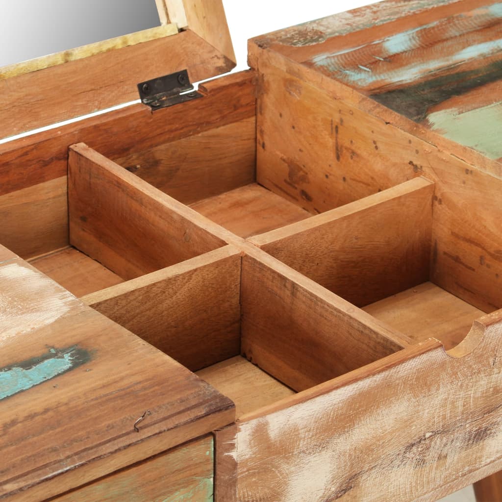 Coiffeuse avec miroir 112x45x76 cm Bois massif de récupération - XIOS