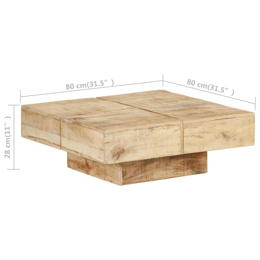 Table basse 80x80x28 cm Bois de manguier massif - XIOS