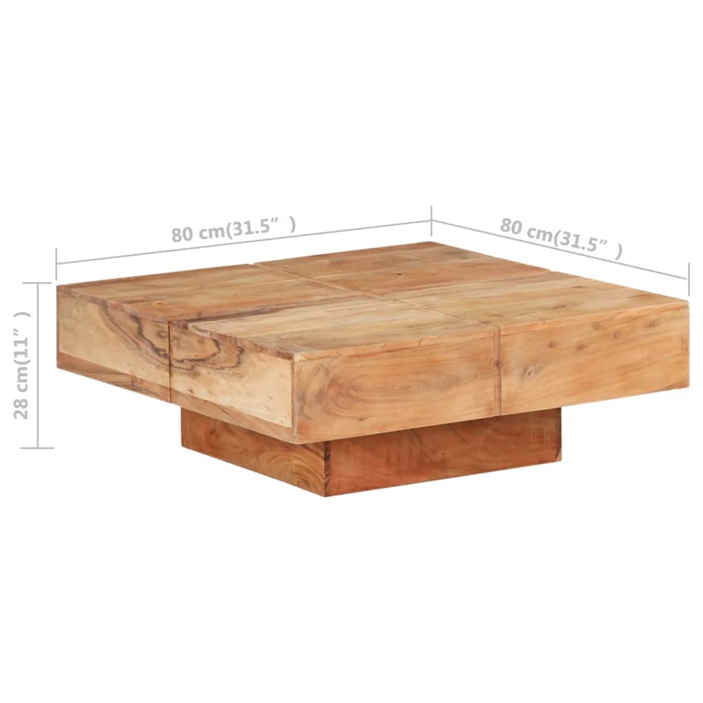 Table basse 80x80x28 cm Bois d'acacia massif - XIOS