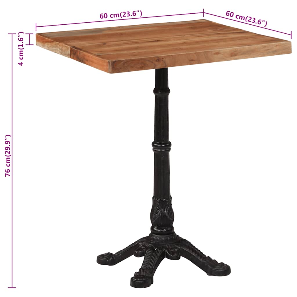 Table de bistro 60x60x76 cm Bois d'acacia massif - XIOS