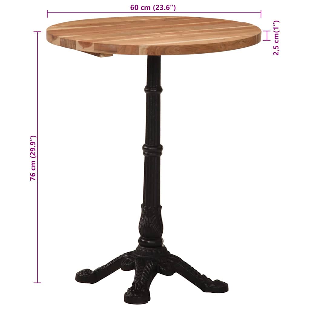 Table de bistro Ø60x76 cm Bois d'acacia massif