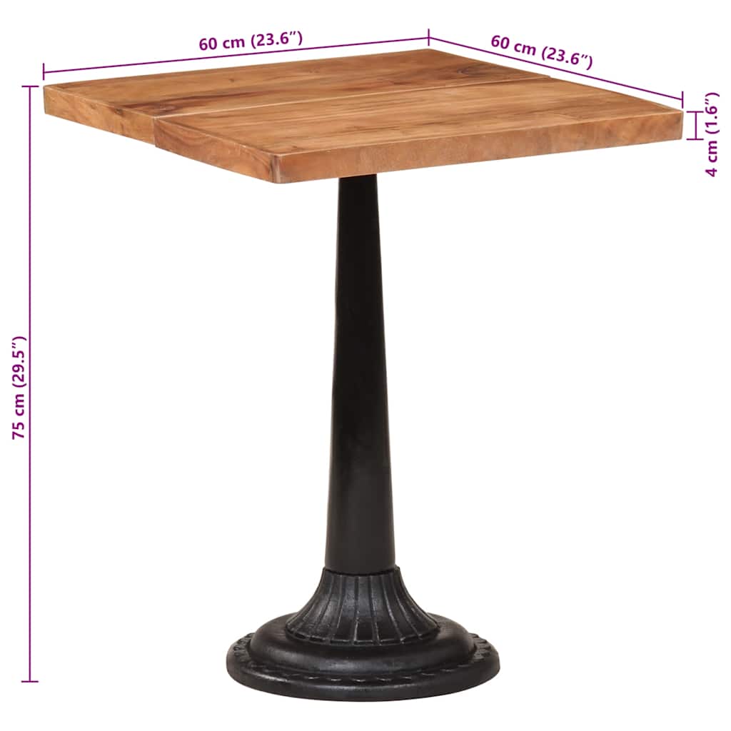 Table de bistro 60x60x76 cm Bois d'acacia massif - XIOS