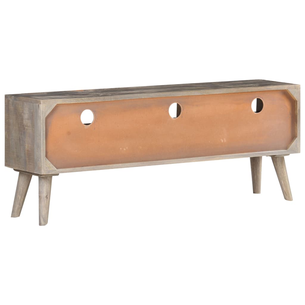 Meuble TV Gris 130x35x51 cm Bois massif de manguier brut - XIOS