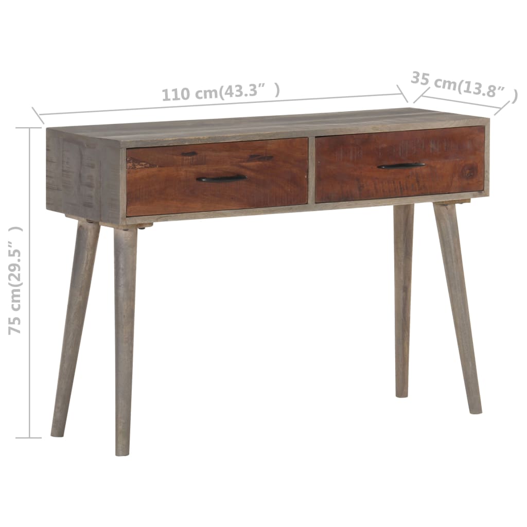 Table console Gris 110x35x75 cm Bois de manguier massif brut - XIOS