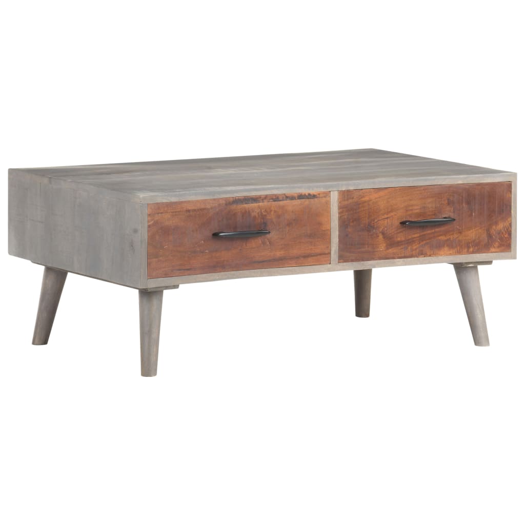 Table basse Gris 100x60x40 cm Bois massif de manguier brut - XIOS