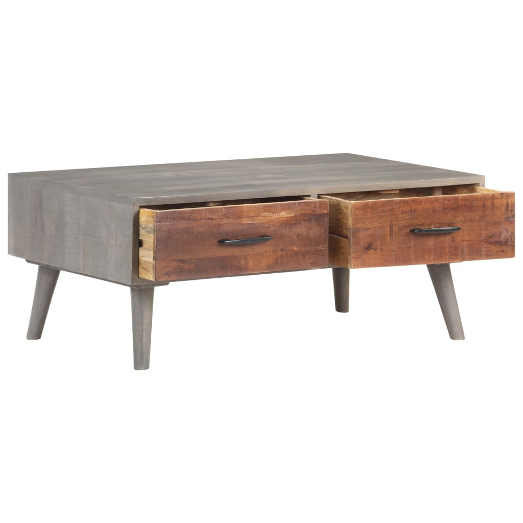 Table basse Gris 100x60x40 cm Bois massif de manguier brut - XIOS