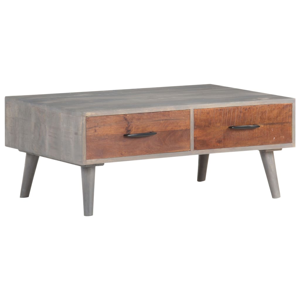 Table basse Gris 100x60x40 cm Bois massif de manguier brut - XIOS
