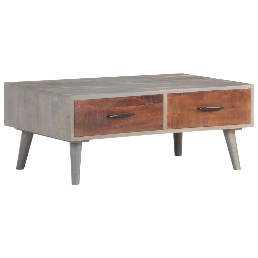 Table basse Gris 100x60x40 cm Bois massif de manguier brut - XIOS