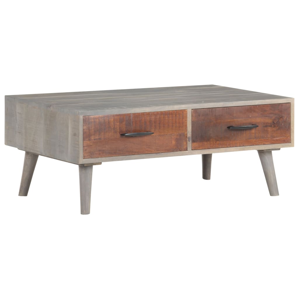 Table basse Gris 100x60x40 cm Bois massif de manguier brut - XIOS