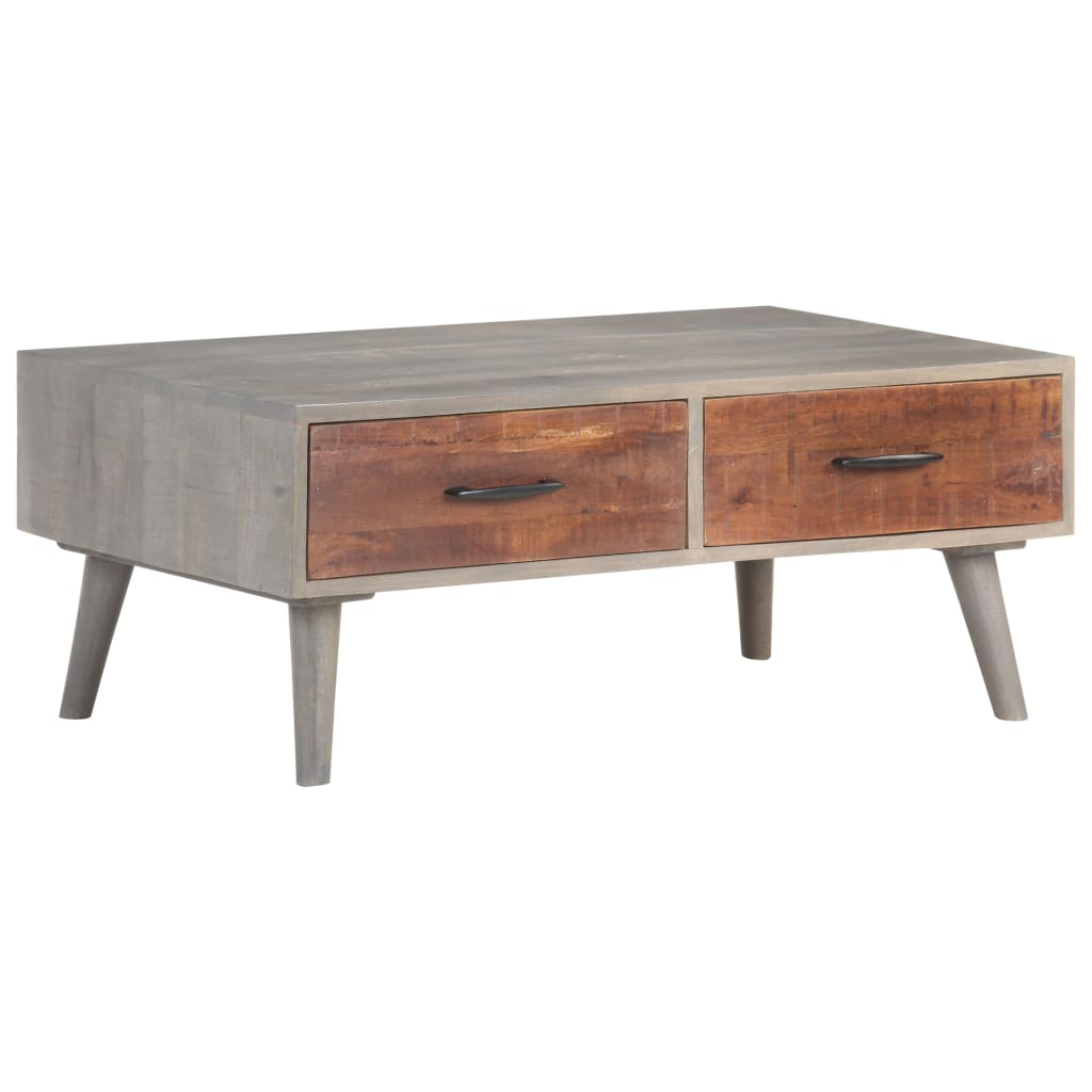 Table basse Gris 100x60x40 cm Bois massif de manguier brut - XIOS