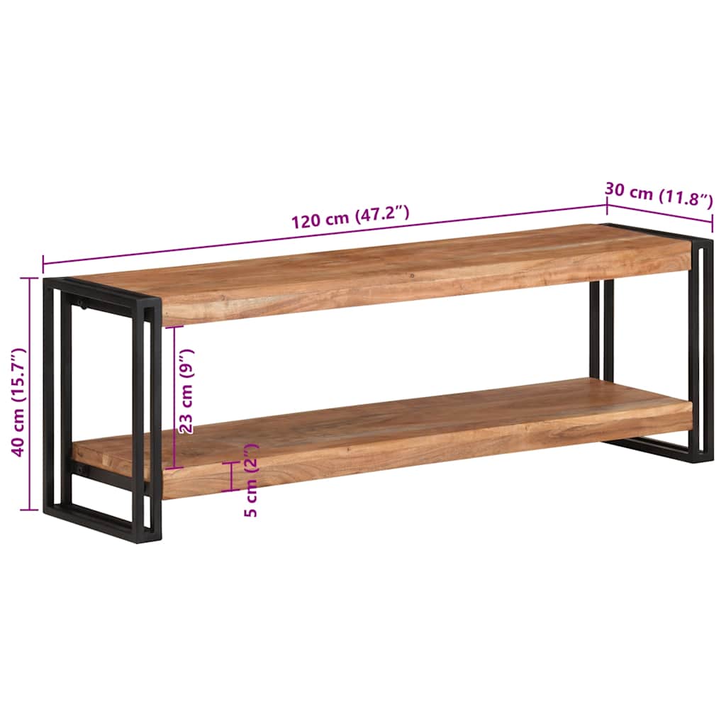 Meuble TV 120x30x40 cm Bois d'acacia massif - XIOS