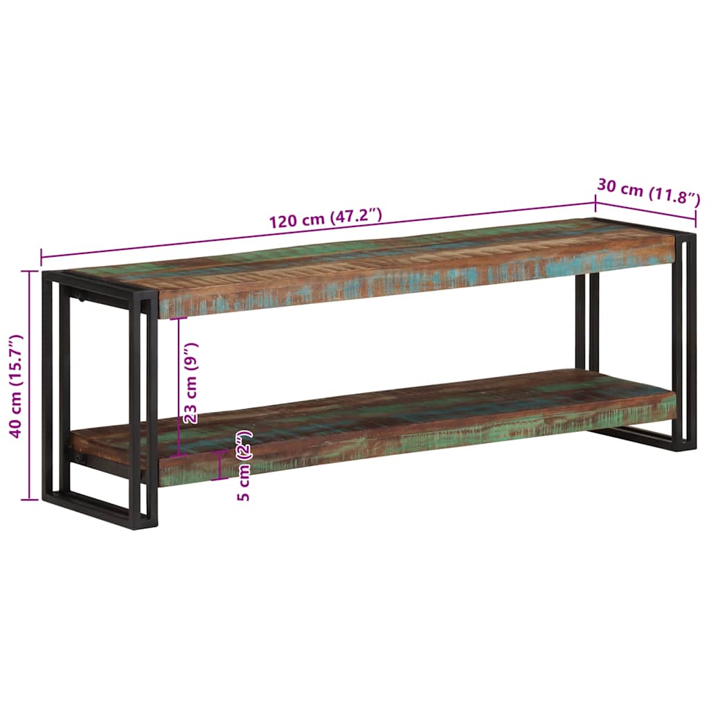 Meuble TV 120x30x40 cm Bois de récupération massif - XIOS