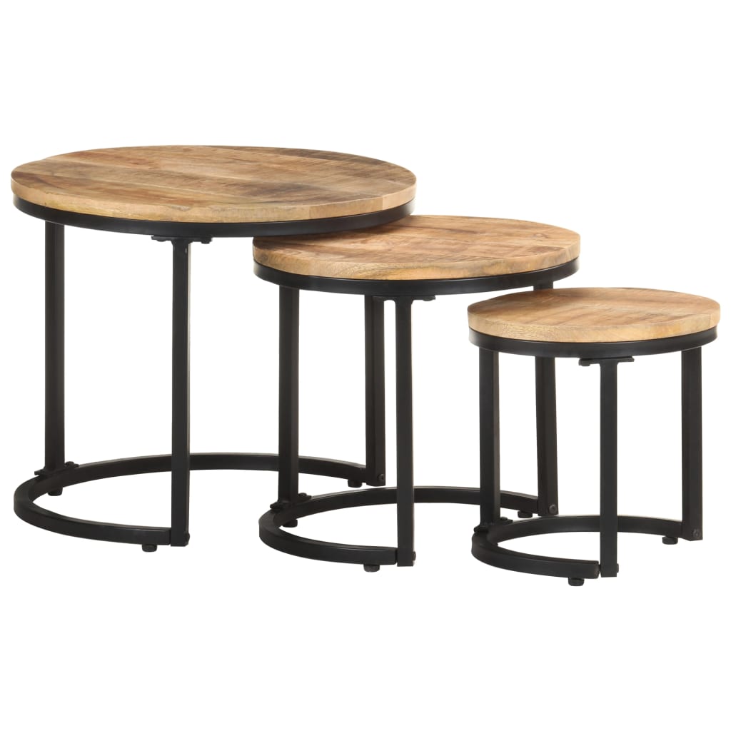 Tables d'appoint 3 pcs Bois de manguier brut - XIOS