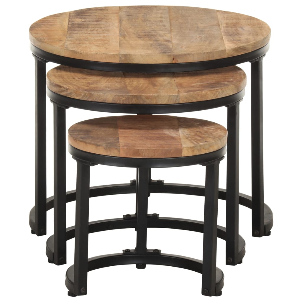Tables d'appoint 3 pcs Bois de manguier brut - XIOS
