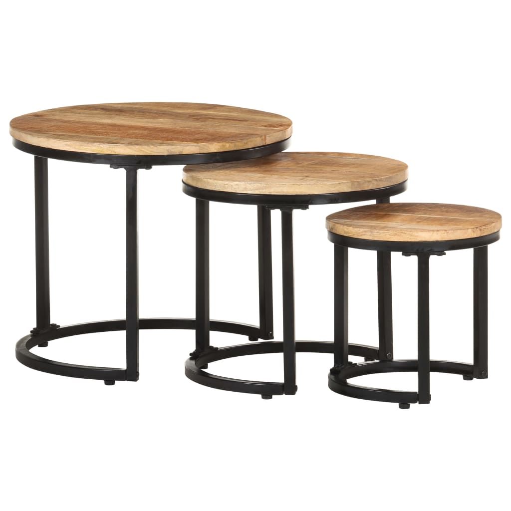 Tables d'appoint 3 pcs Bois de manguier brut - XIOS