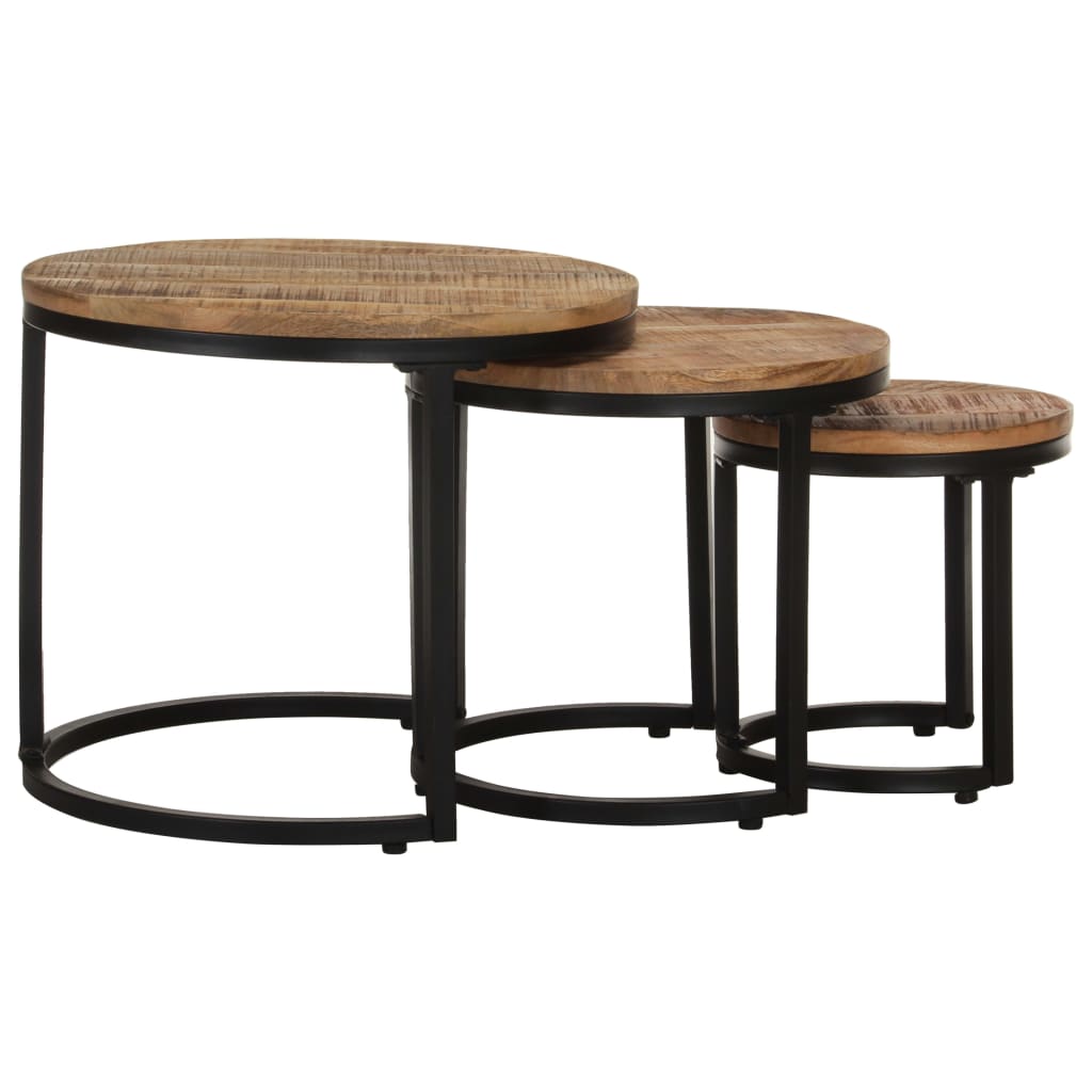 Tables d'appoint 3 pcs Bois de manguier brut - XIOS