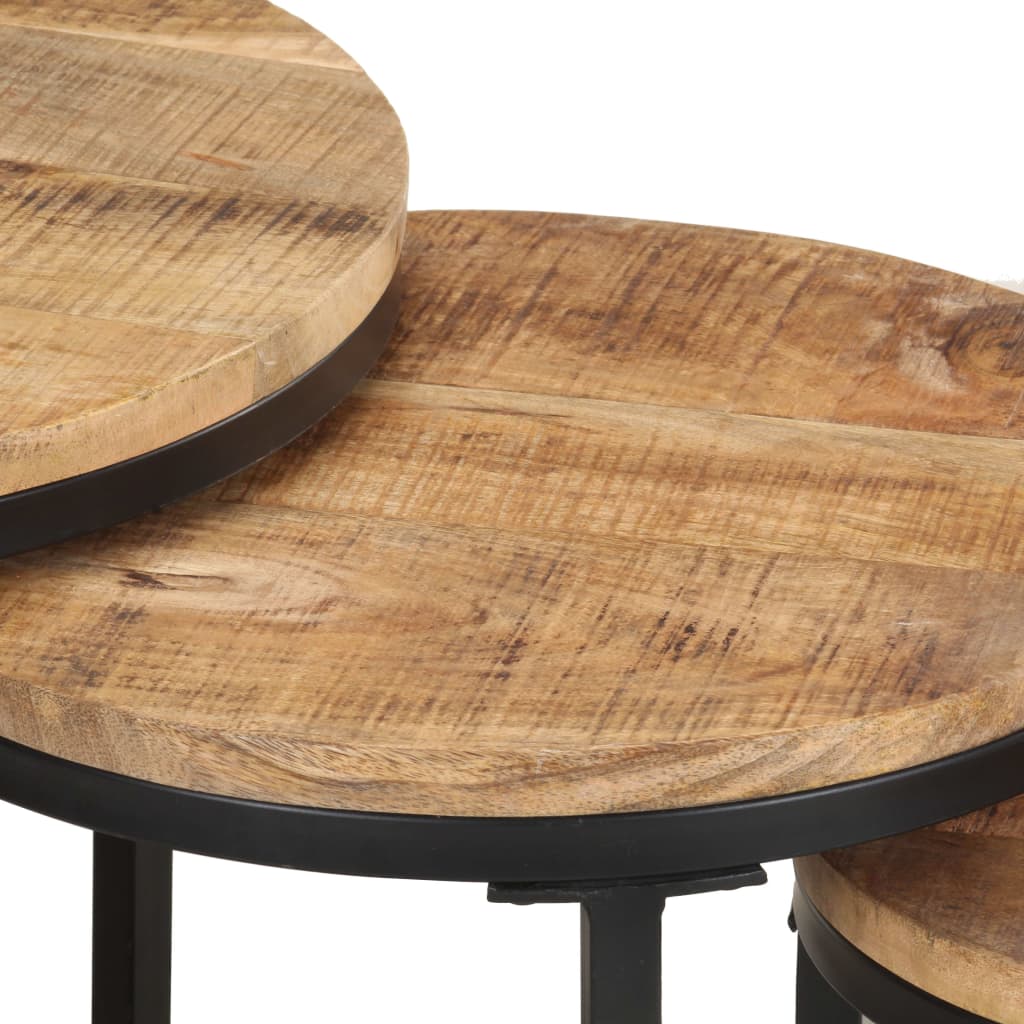 Tables d'appoint 3 pcs Bois de manguier brut - XIOS
