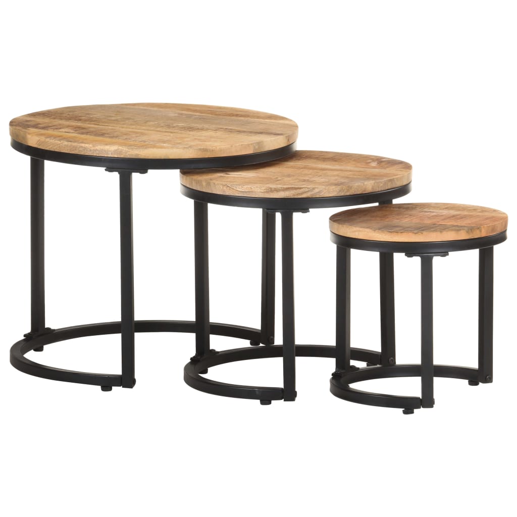 Tables d'appoint 3 pcs Bois de manguier brut - XIOS