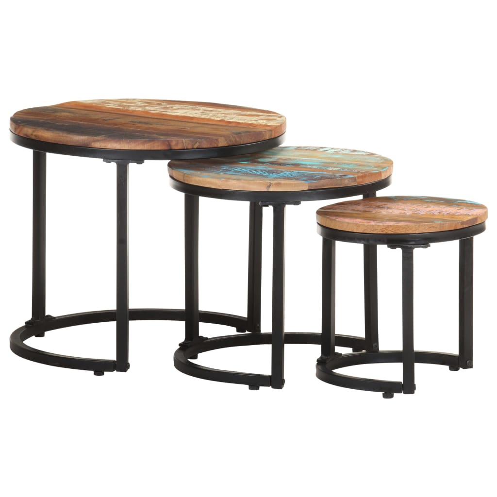Tables d'appoint 3 pcs Bois de récupération massif - XIOS