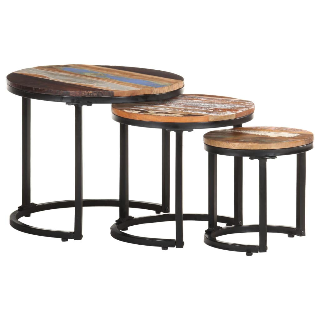 Tables d'appoint 3 pcs Bois de récupération massif - XIOS