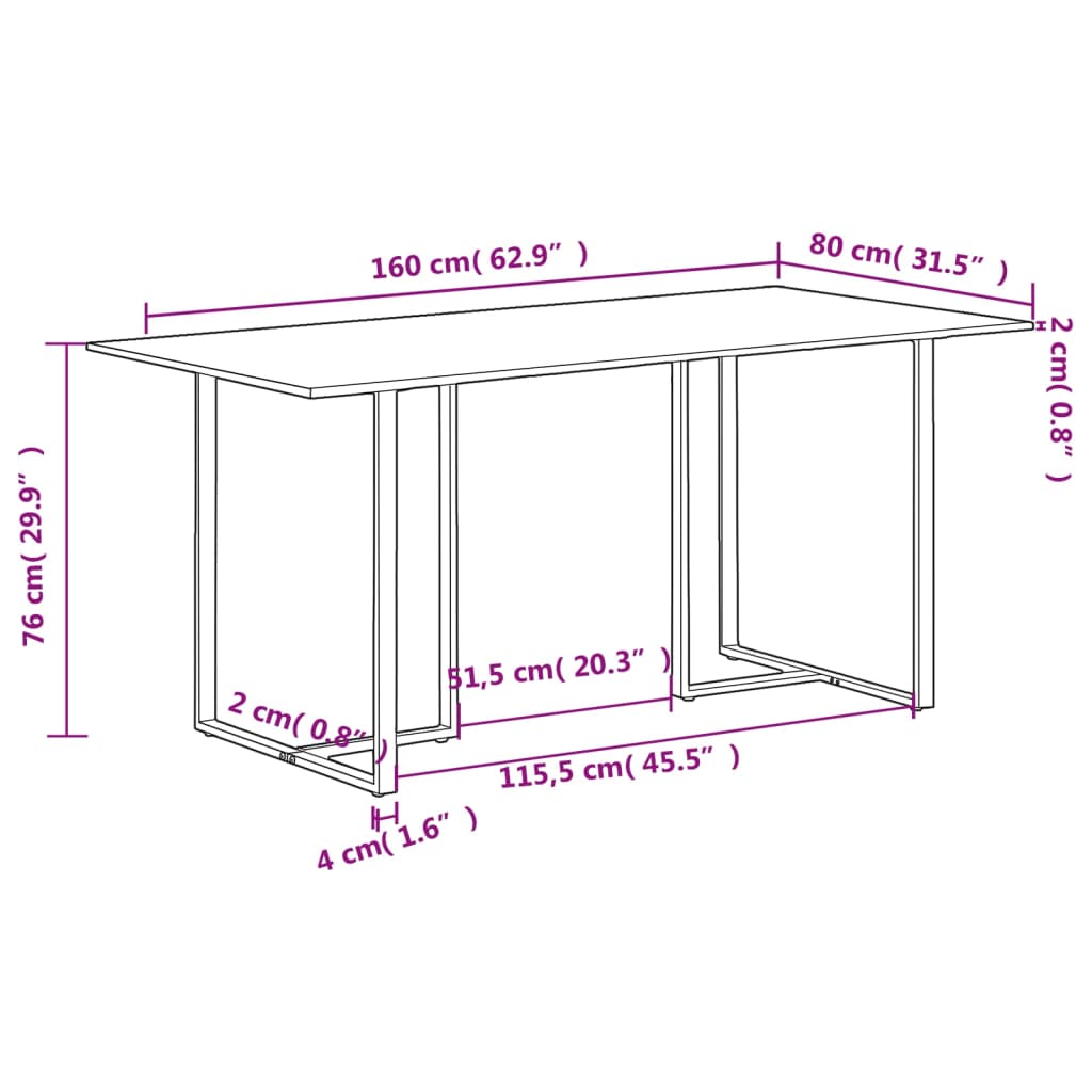 Table de salle à manger 160 cm Bois de récupération massif - XIOS