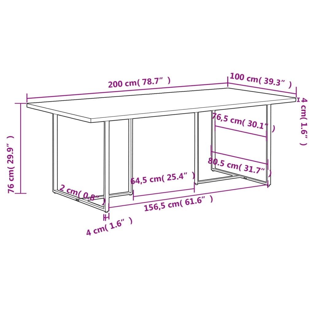 Table de salle à manger 200 cm Bois de récupération massif - XIOS
