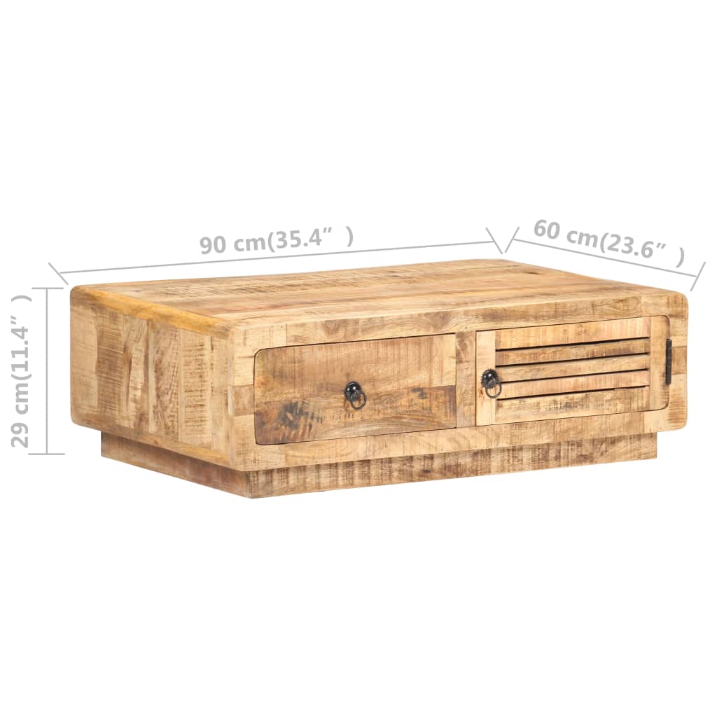 Table basse 90x60x29 cm Bois de manguier brut - XIOS