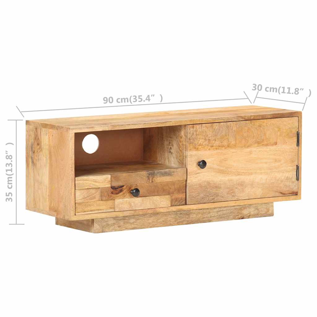 Meuble TV 90x30x35 cm Bois massif de manguier - XIOS