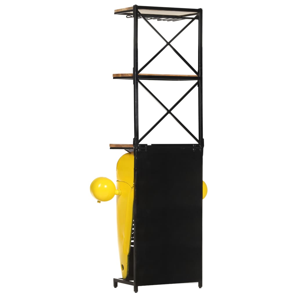 Cave à vin tracteur Jaune 49x31x172 cm Bois de manguier solide - XIOS