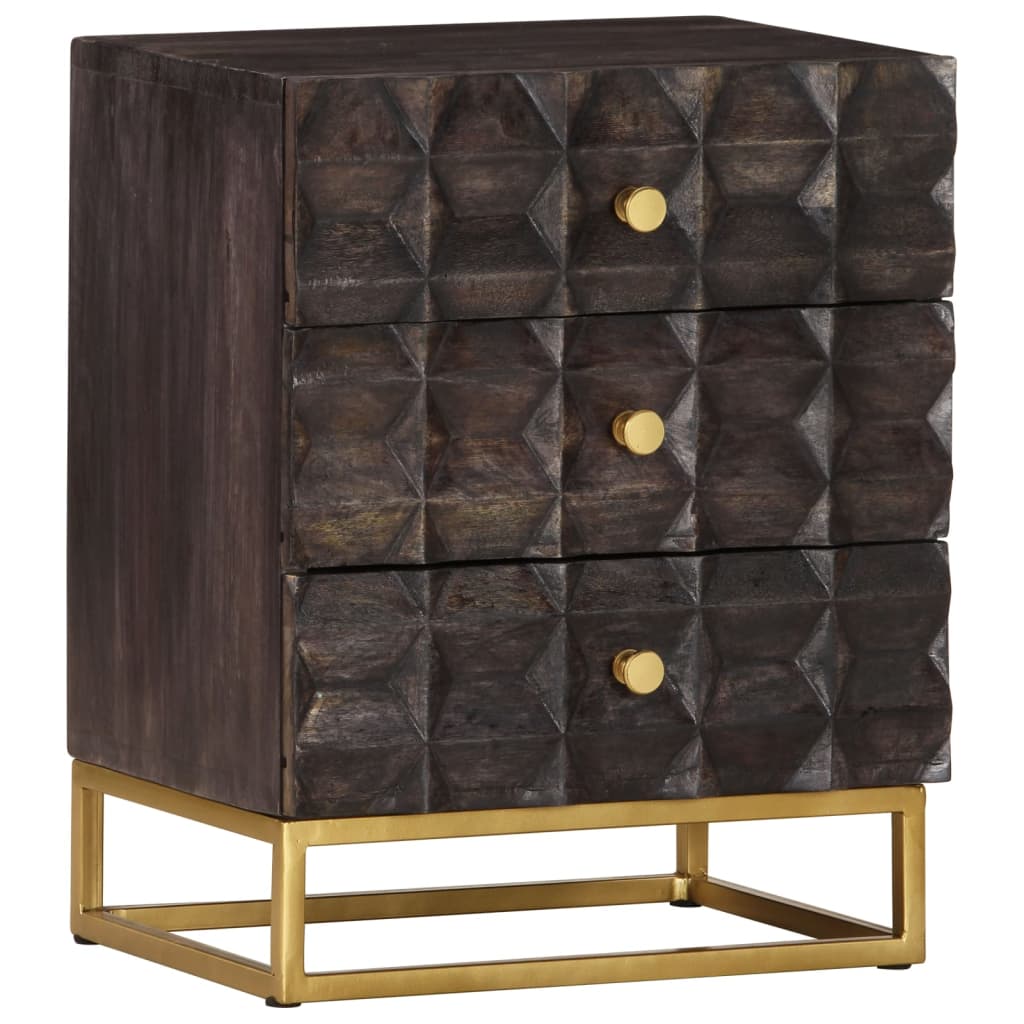 Table de chevet Noir 40x30x50 cm Bois de manguier massif - XIOS