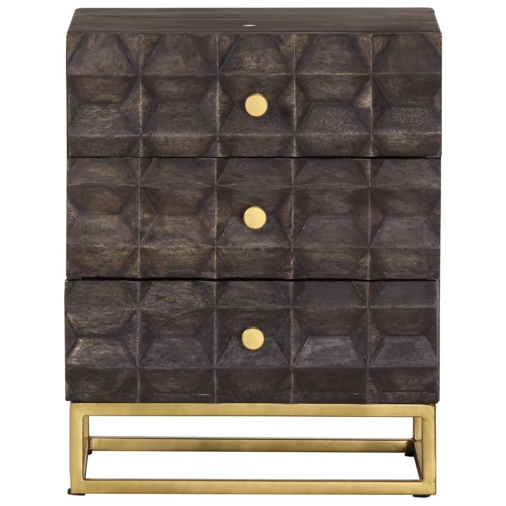 Table de chevet Noir 40x30x50 cm Bois de manguier massif - XIOS